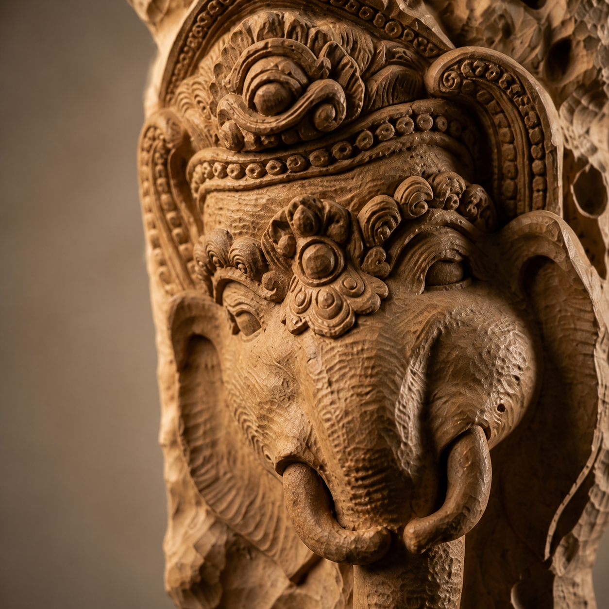Hand-carved Wooden Ganesh Statue